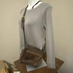 Fossil Leather Crossbody Shoulder Bag Purse.